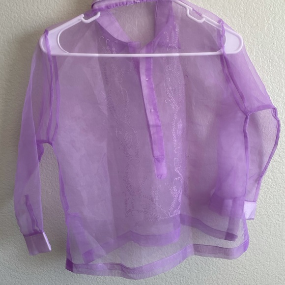 A purple mesh top with embroidery - Picture 2 of 2